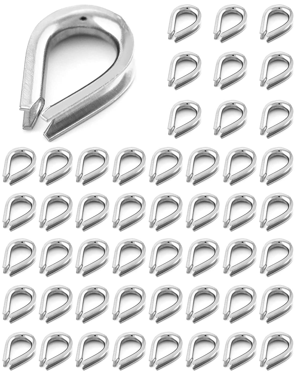 YAMASO 50pcs 1/8″ M3 Stainless Steel Thimble for Diameter Wire M3, silver