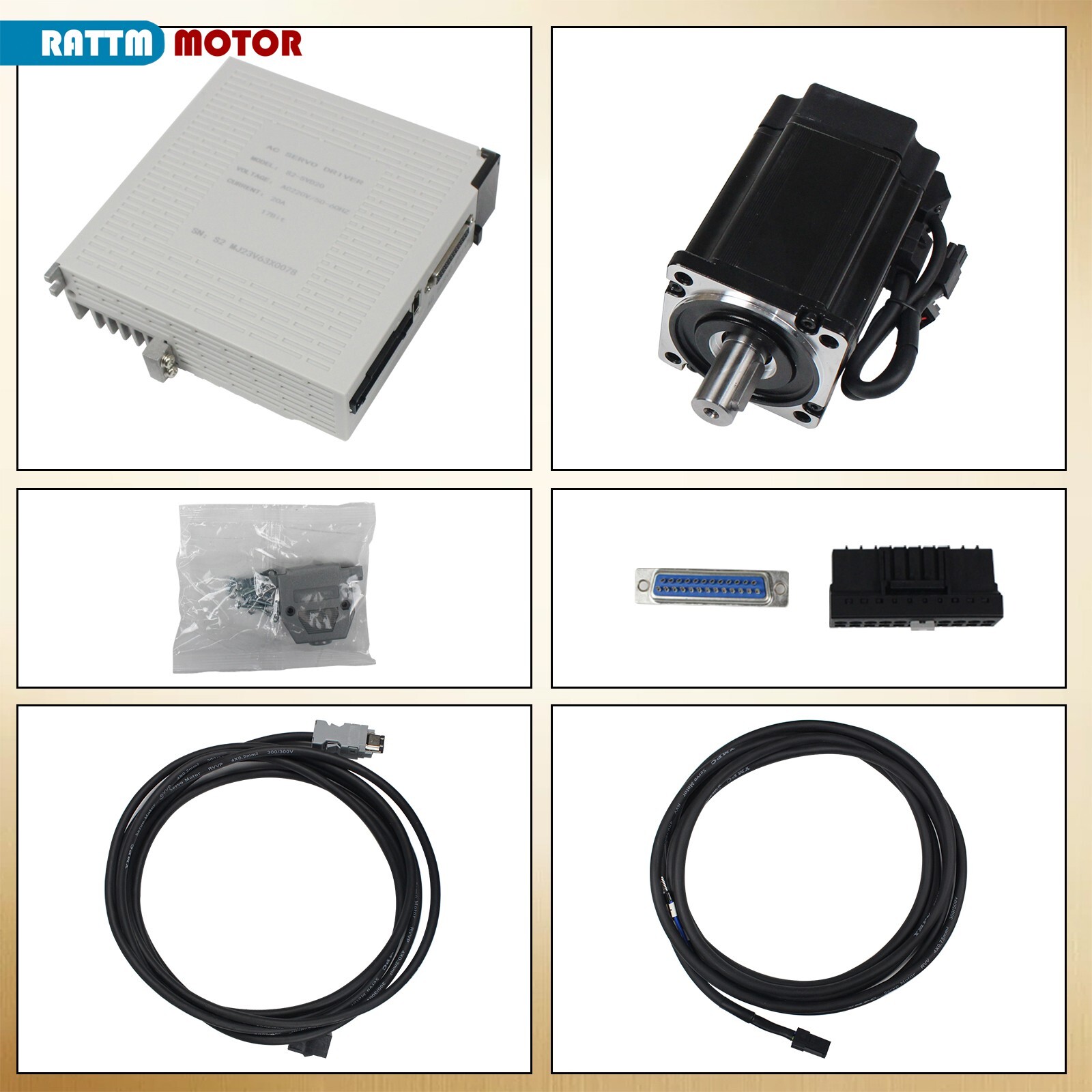 US SHIP】2SET Servo Motor Driver Kit 1000W 220V Servo Motor without Brake