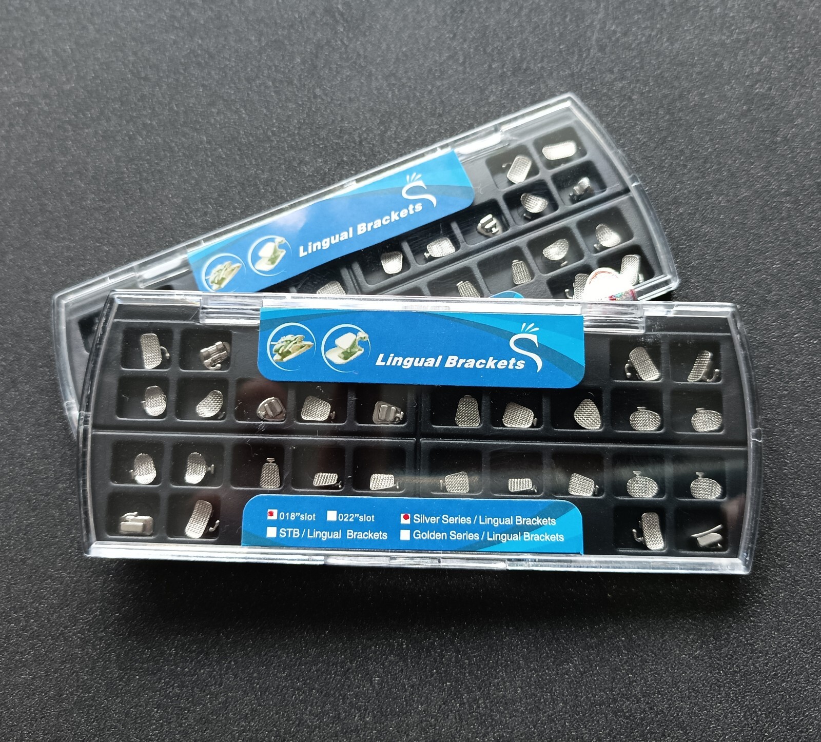 2 Sets Dental Orthodontic Metal Lingual Brackets Brace Buccal Tubes 28pcs/set