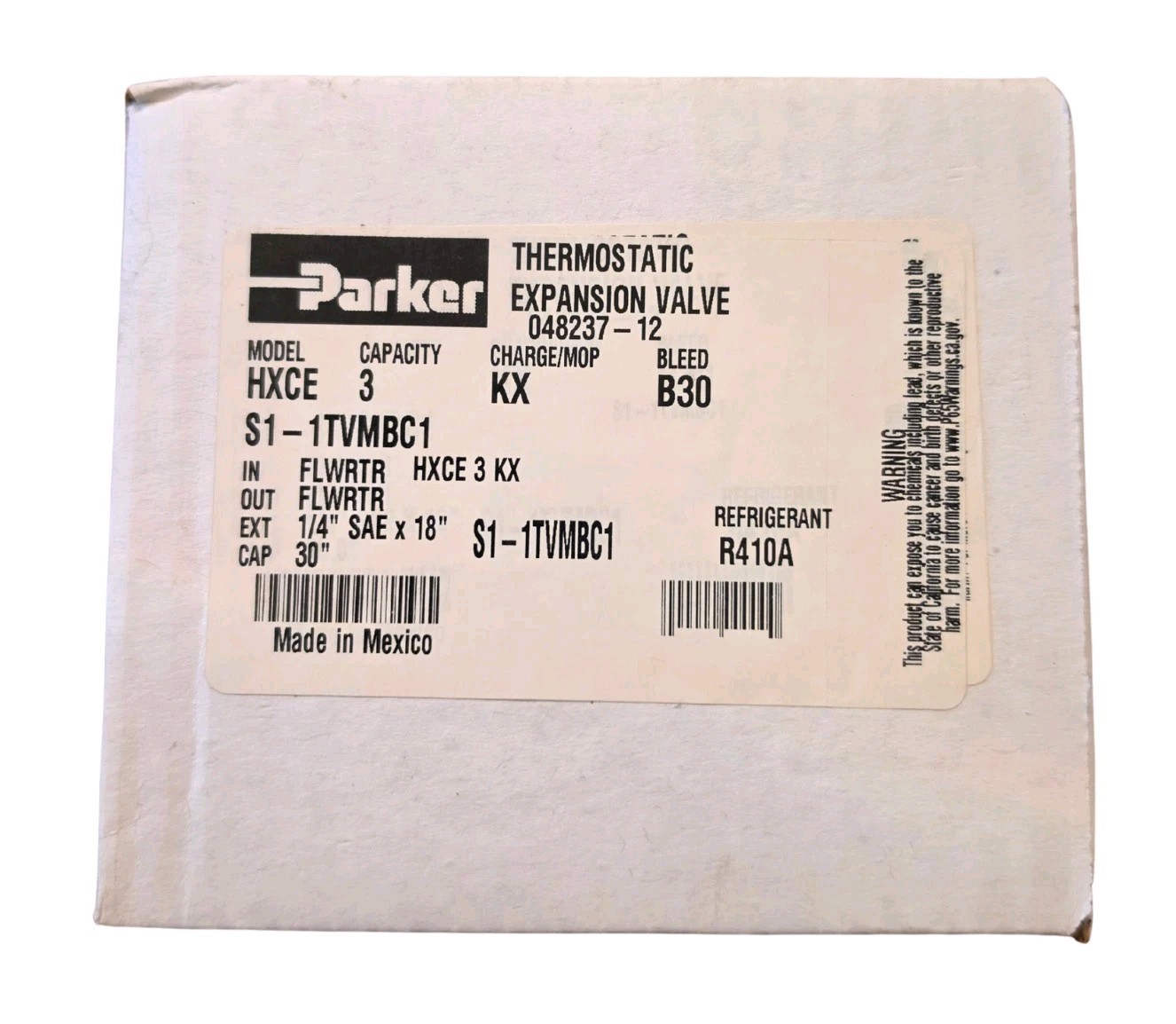 PARKER R410A Thermal Expansion Valve Kit 3/4″ Chatleff CON, S1-1TVMBC1