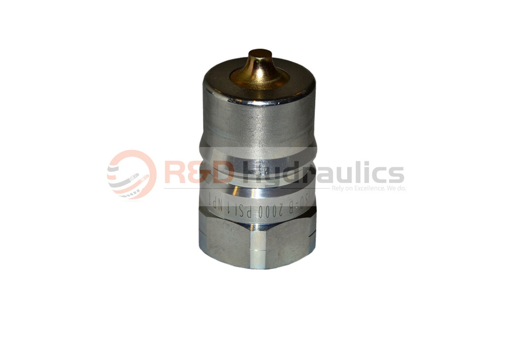 Hydraulic Quick Coupler | ISO 7241-1 B | 1″ NPT | Complete Set W/ Cap & Plug