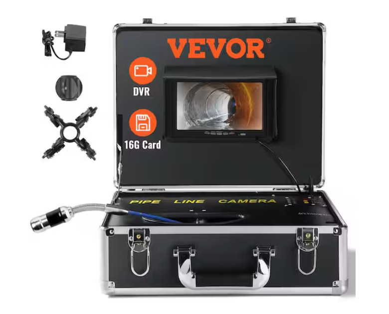Vevor Sewer Pipeline Inspection Camera 7 in. Screen 98 ft with DVR 16GB SD Card