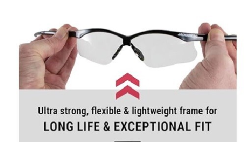 Jackson Safety 50004 Safety Glasses, Anti-Scratch Lens, Clear Lens, Half-Frame