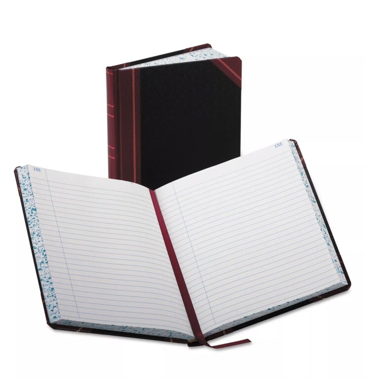 Boorum & Pease Record/Account Book Record Rule Black/Red 300 Pages 9 5/8 x 7 5/8