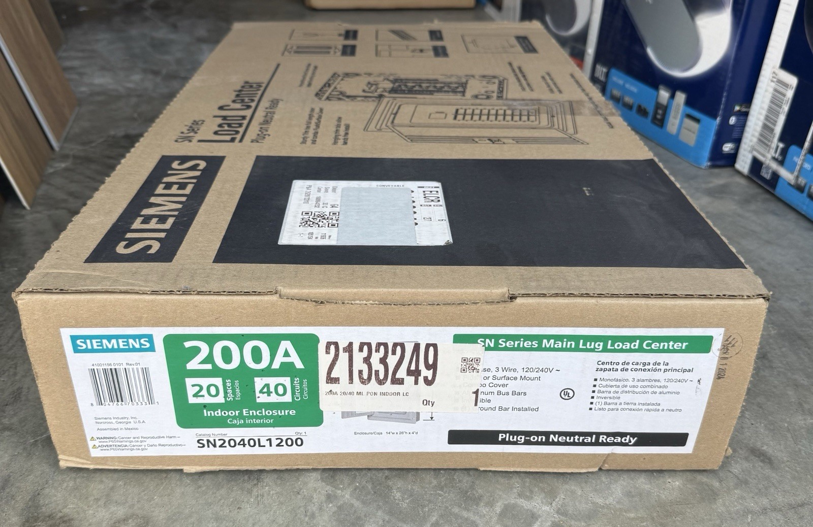 Siemens SN2040L1200 Main Lug Load Center | 200A, 20 Space, 40 Circuit