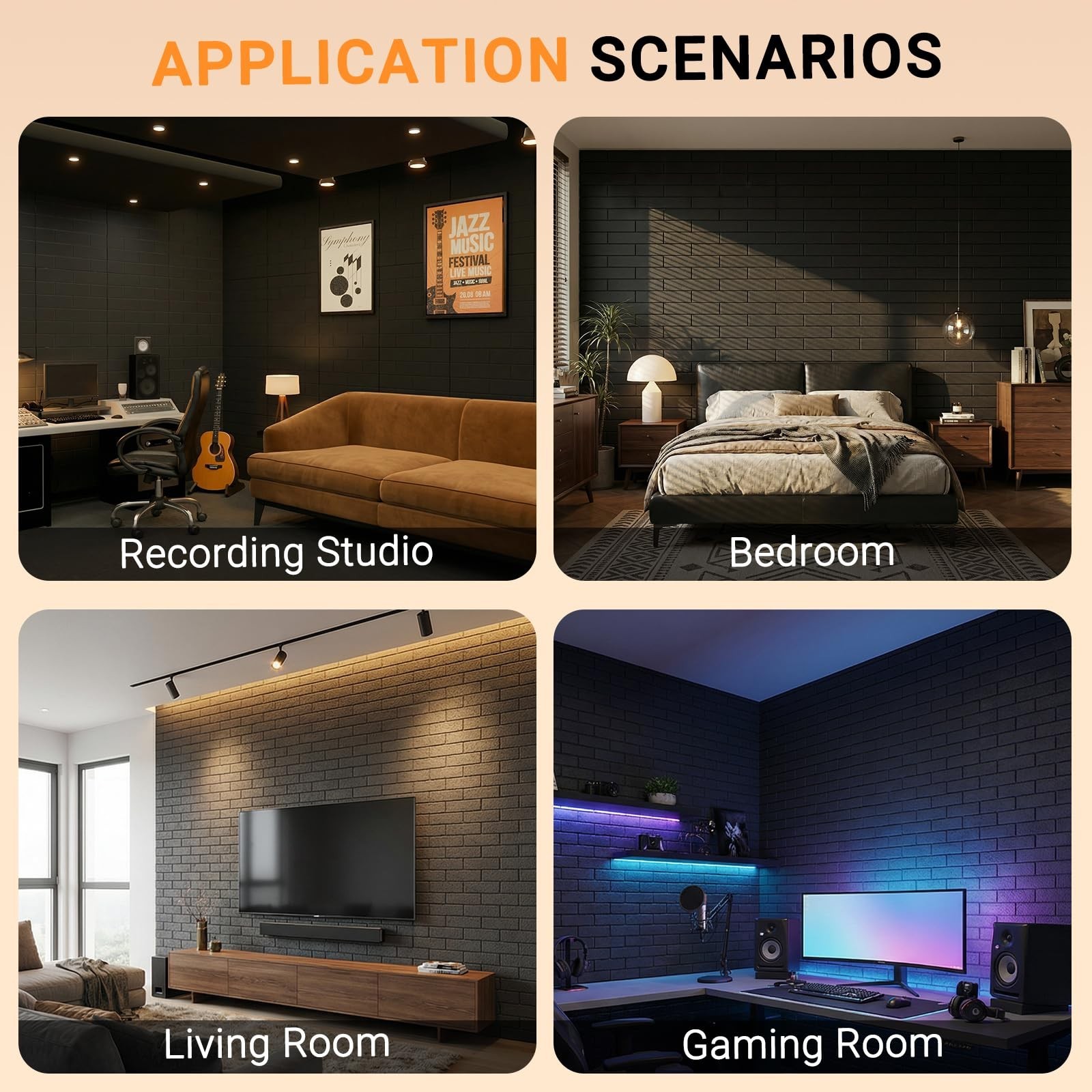 Clulutic15 Pack Acoustic Panels 12″ x 12″ x 0.4″, Self Adhesive Sound Absorbi…