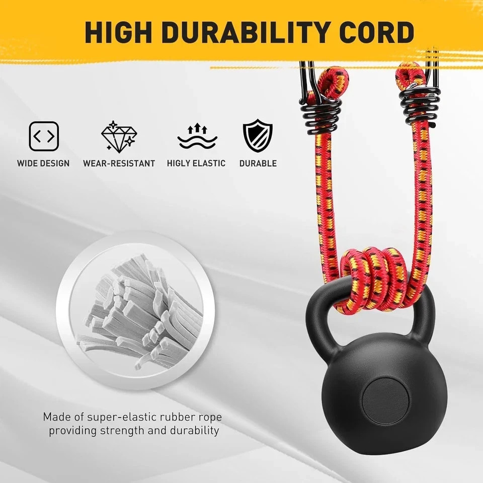 10 Pack 18 Inch Bungee Cords with Metal Hooks Heavy Duty Outdoor Strap Set