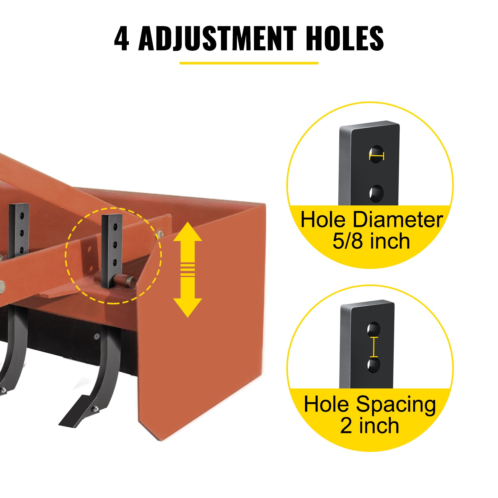 VEVOR 18” Box Blade Shank Scarifier Shanks Teeth 4 Holes Box Scraper Shank 4pcs