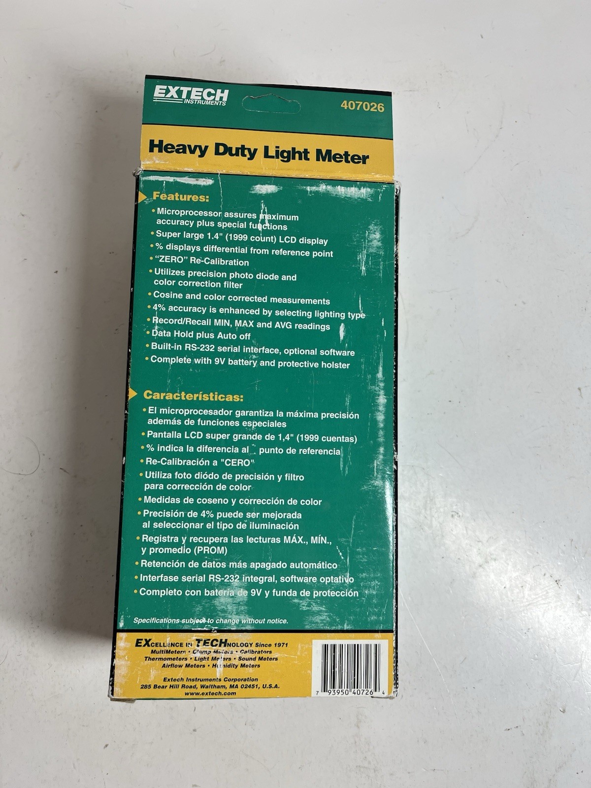 Extech 407026 Foot Candle/Lux Heavy Duty Light Meter