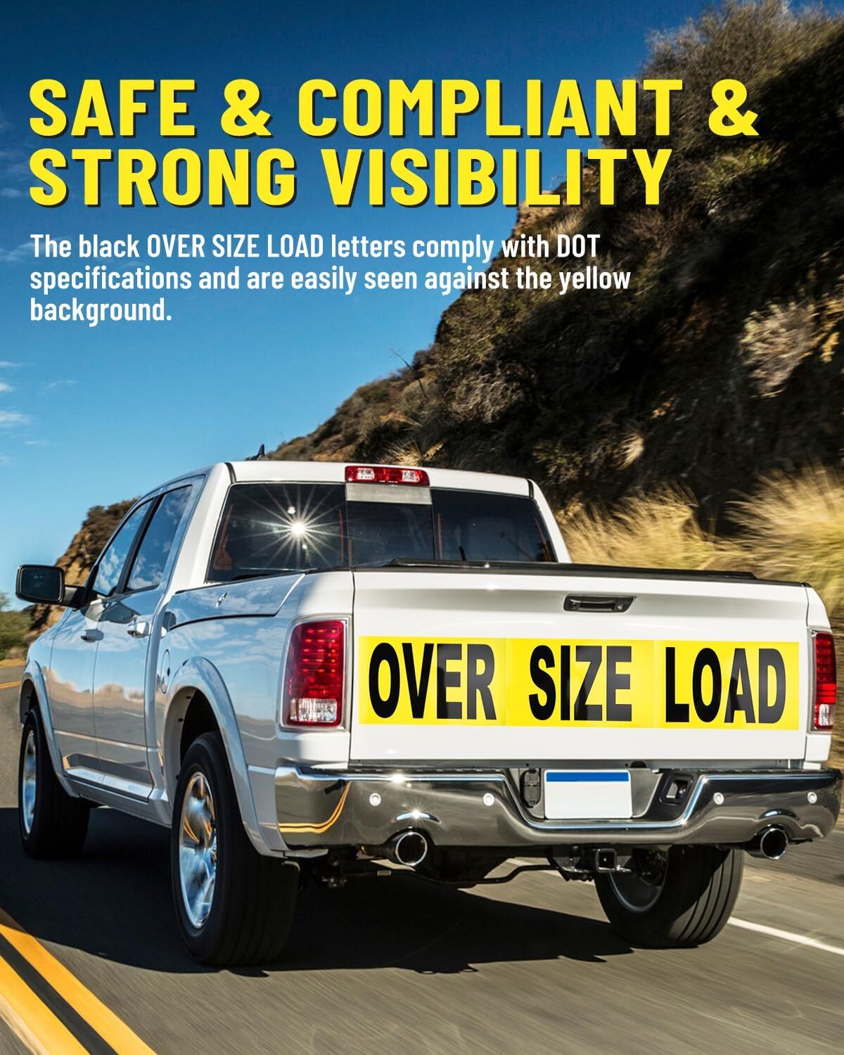 12″x 60″ 3 piece Magnetic Oversize Load Sign for Car Truck Van Safety Vehicles