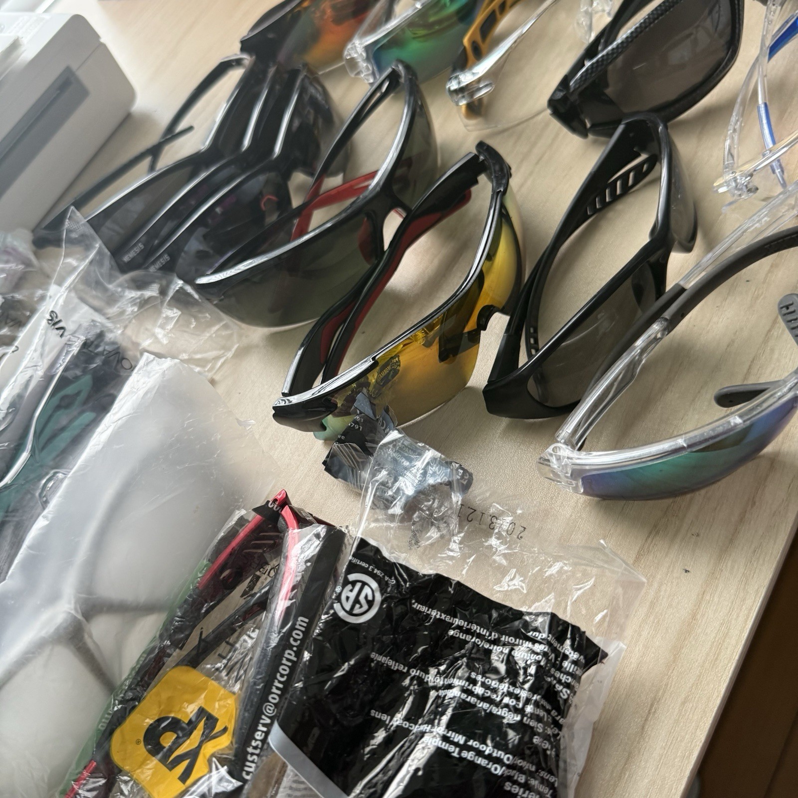 Lot of 17 Safety Glasses – Nemesis, Bollé, ORR Z87+, Sport Style – 5 New Sealed