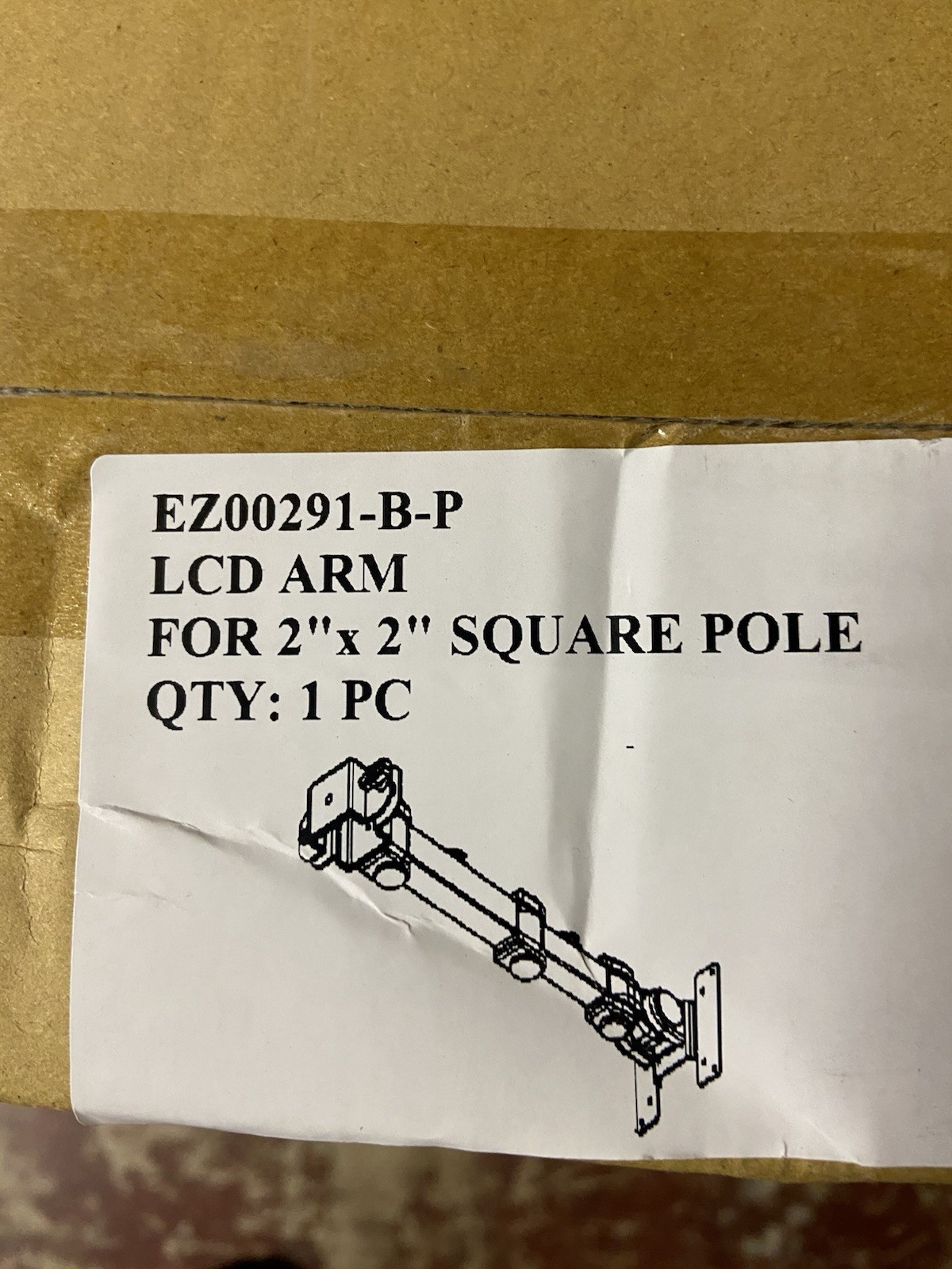 EZ00291-B-P LCD ARM 2″ x 2″ square pole, max load 10kg