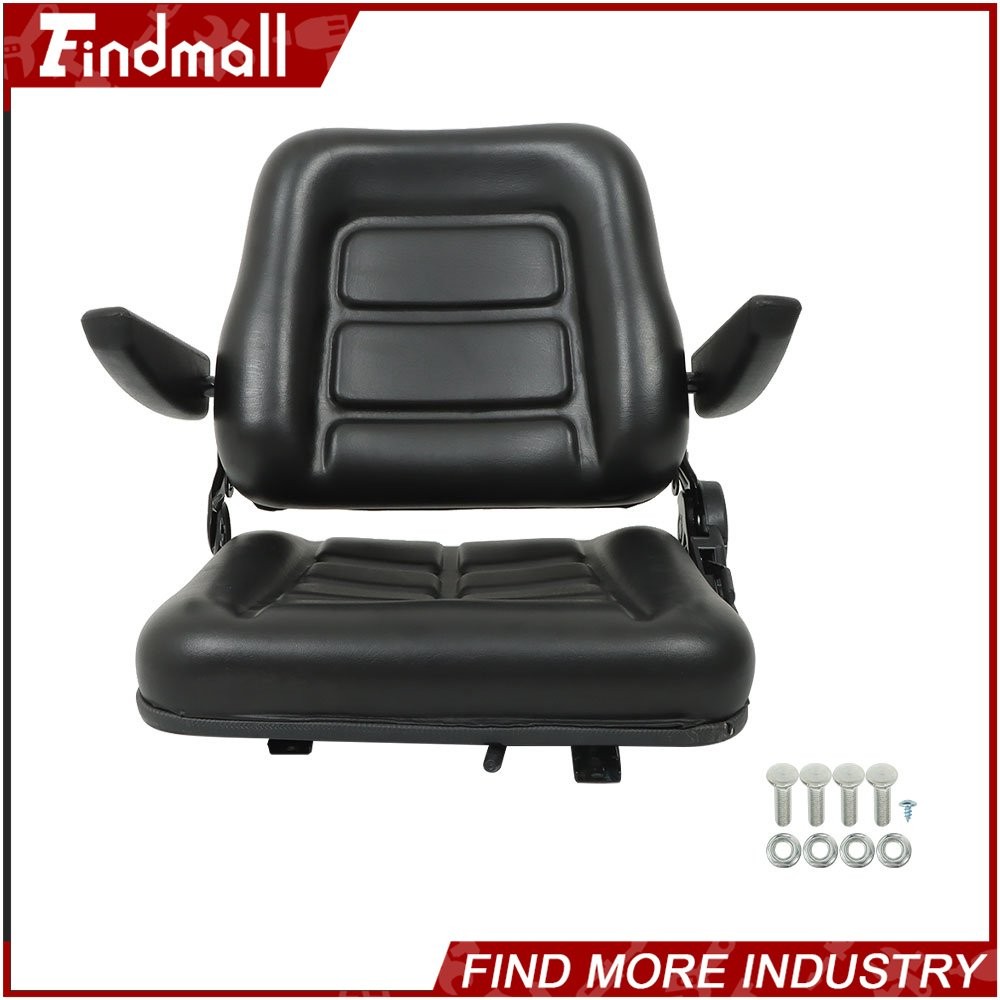 Findmall Universal Forklift Seat Tractor Seat Adjustable Back Seatbelt Armrests