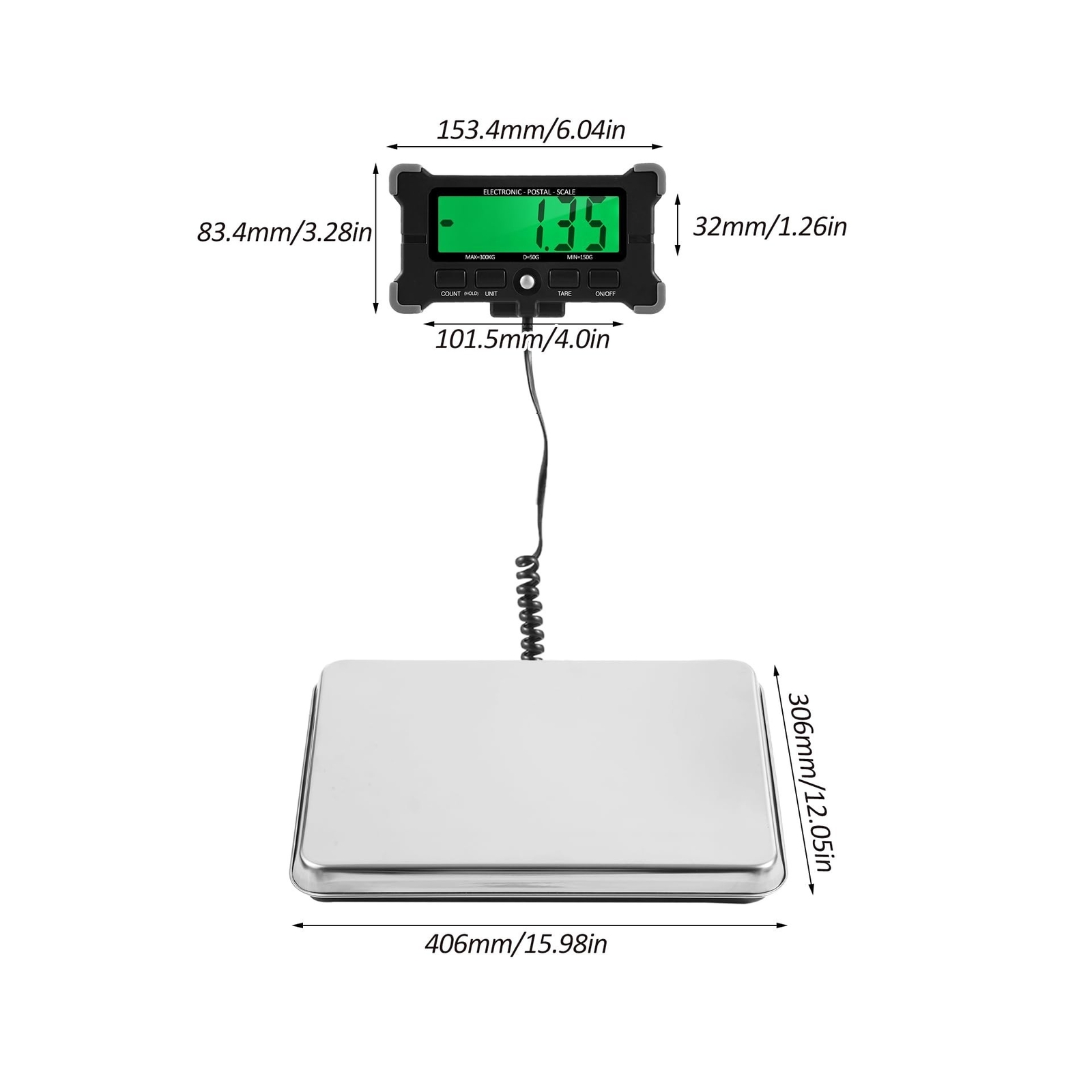 Lepmerk 660lbs/300kg Electronic Postal Scale, 50g/0.1lb Precision, LCD Displa…