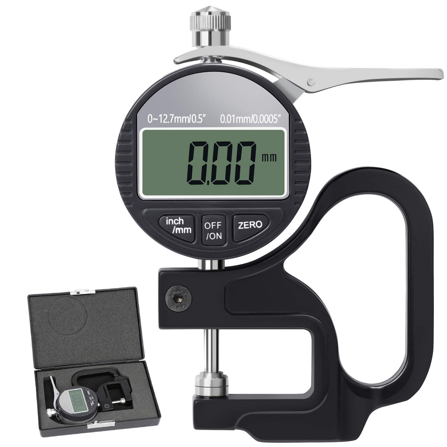 Digital Thickness Gauge 0.5 Inch/12.7mm 0.0005 Inch/0.01mm Metric Meter Tool