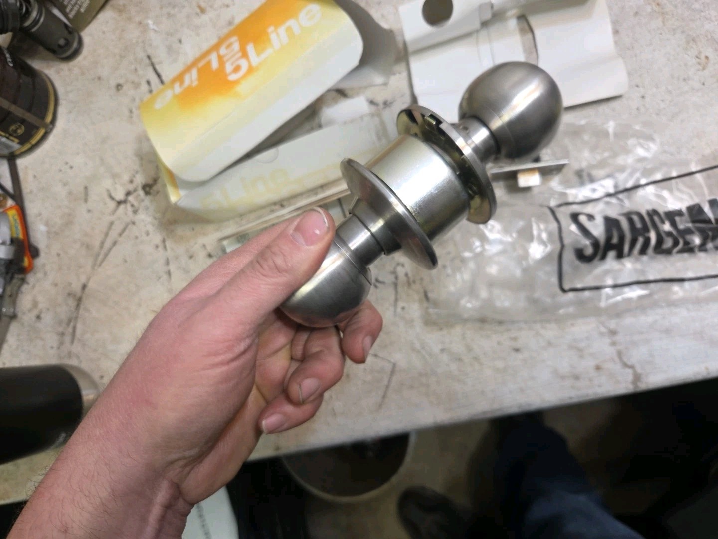Sargent 5 Line Bored Cylindrical, Door Knob Handle (Stainless) Nos Passage