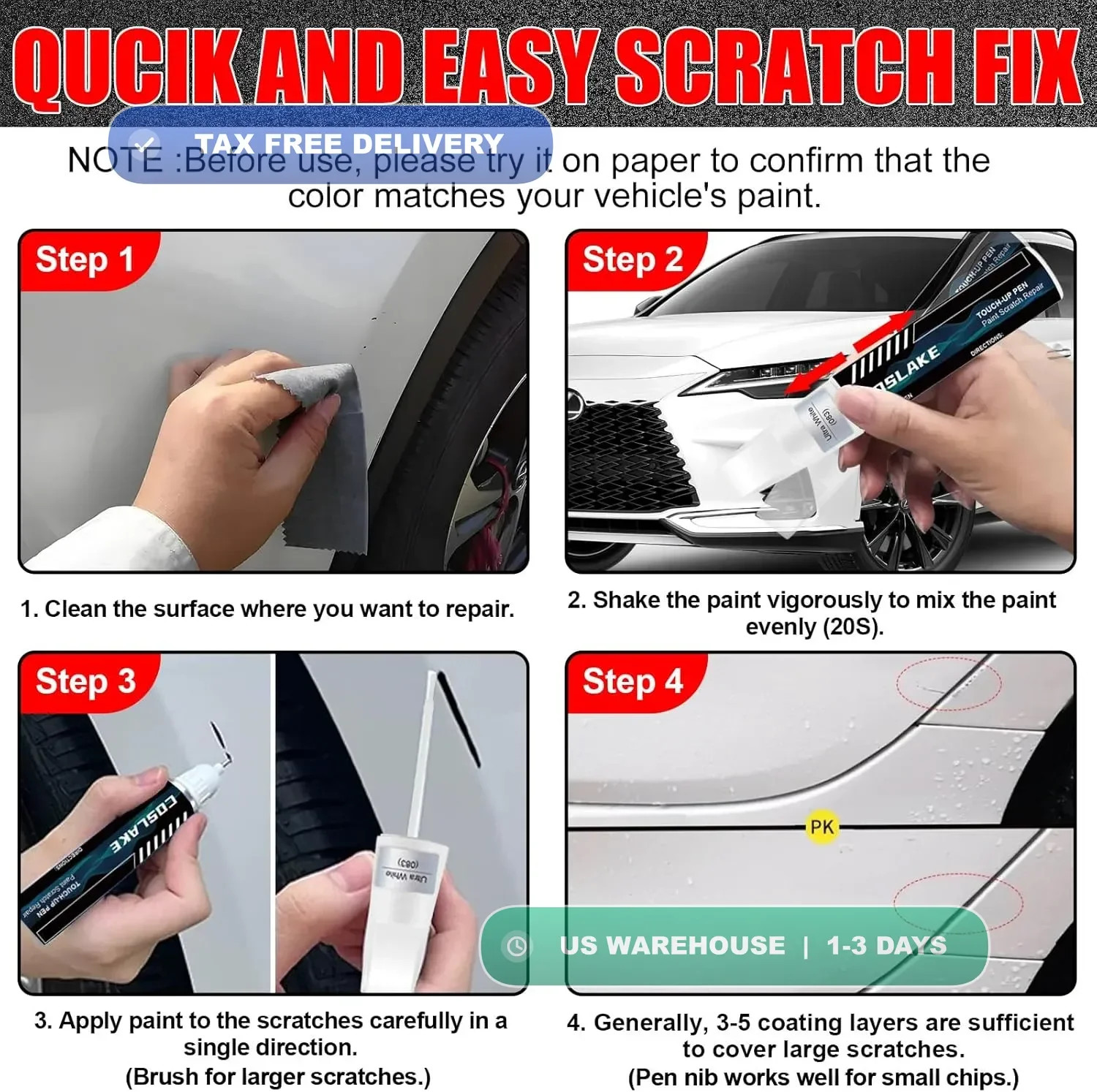 Touch Up Paint Kit For Lexus 1J7 Atomic Silver Metallic Scratch Repair Kit FAST