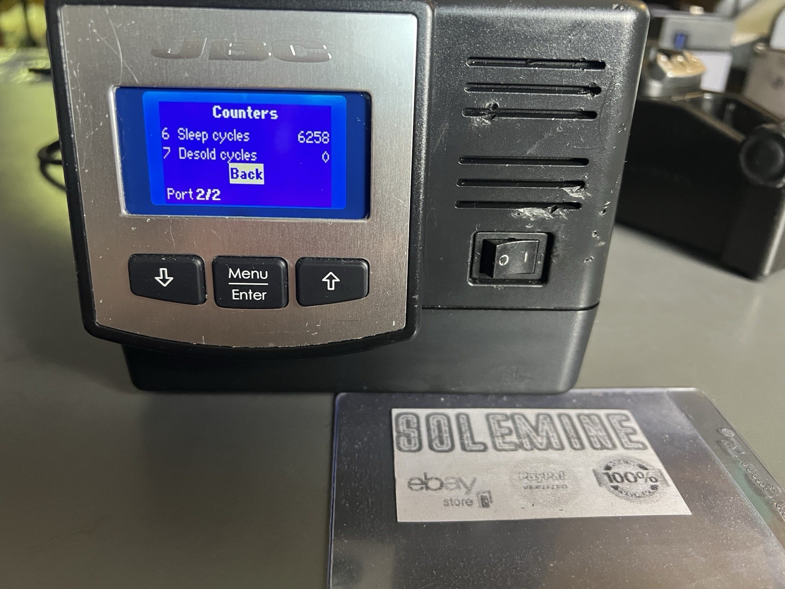 JBC DD-1B Dual-Port Soldering Station w/ T245 Handle & AD-SE Stand – Low Hours