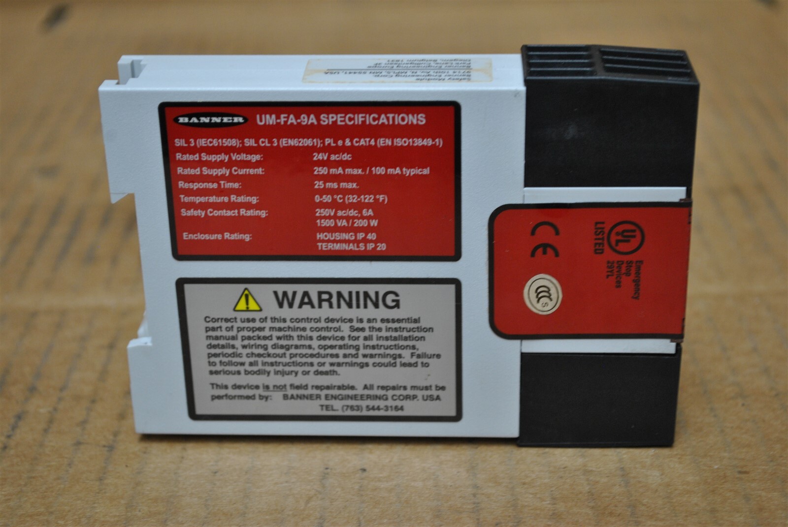 Banner Universal Input Safety Relay Part No. UM-FA-9A