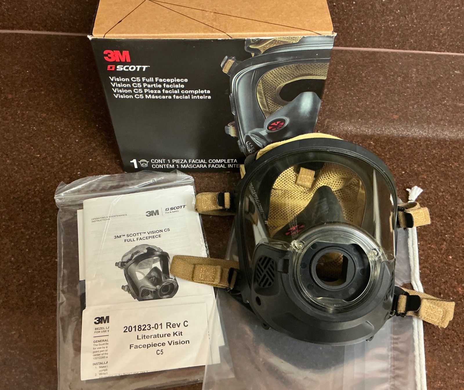 3M Scott VISION C5 Mask KEVLARHead-Net SCBA Firefighter Full Facepiece Sz Large