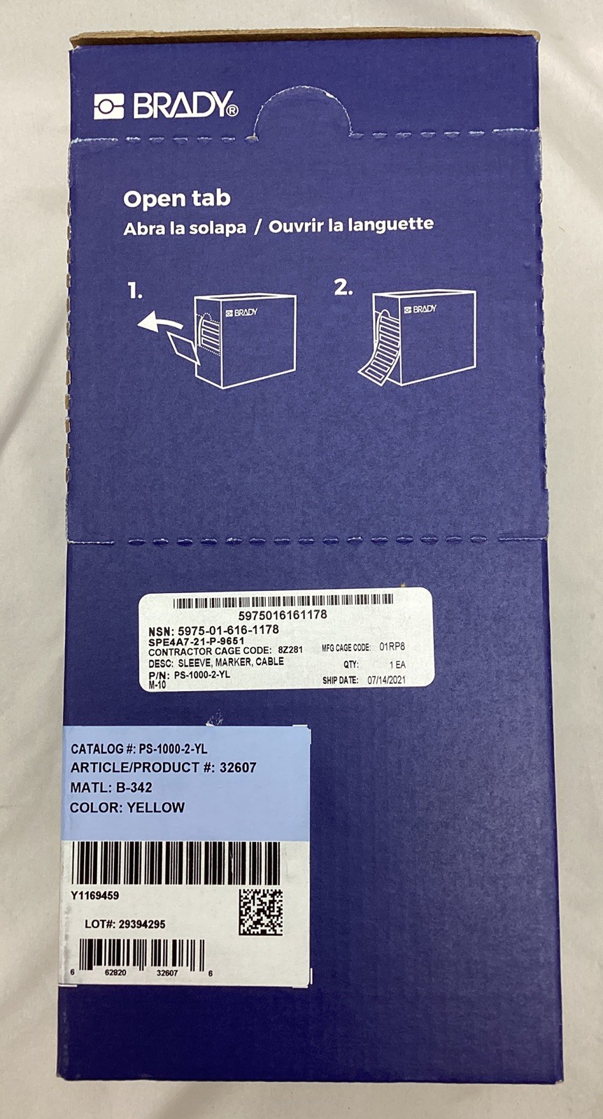 Brady PS-1000-2-YL Yellow PermaSleeve Wire Marking Sleeves Heat-Shrink 250 Roll