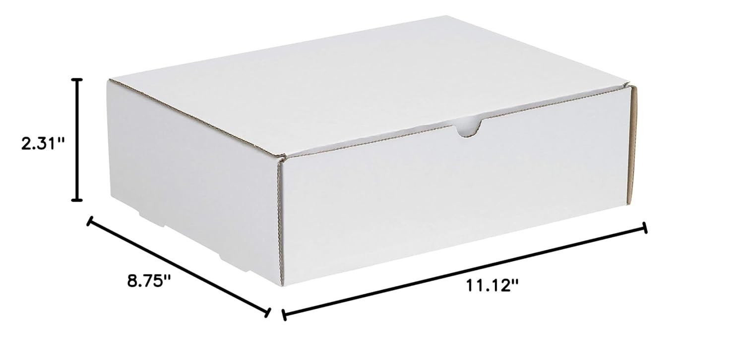 White Literature Mailing Boxes, 11-1/8 x 8-3/4 x 2-5/16 Inches, Pack of 50, C…
