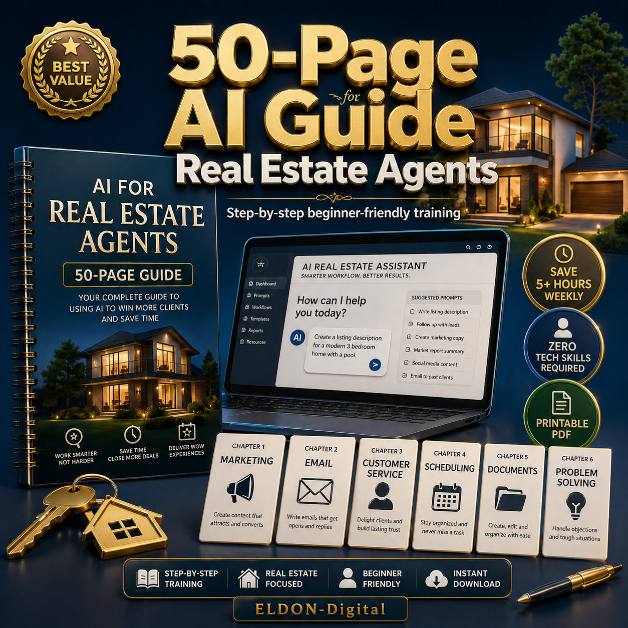 AI For Real Estate Agents | 110 ChatGPT Prompts + 50 Page Guide + Automation