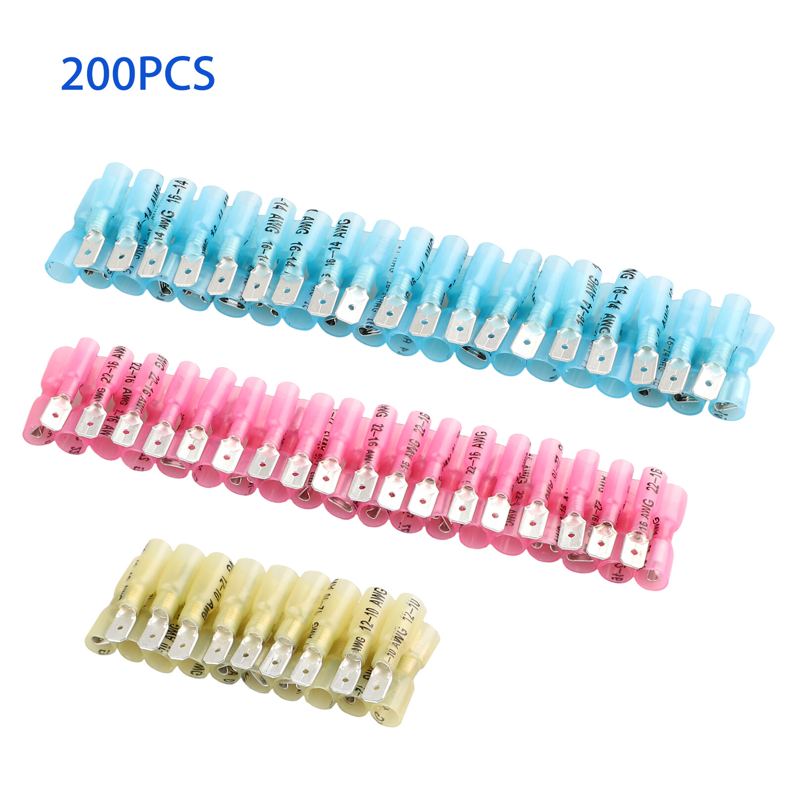 200/100PCS Electrical Heat Shrink Male & Female Spade Wire Connectors Terminals