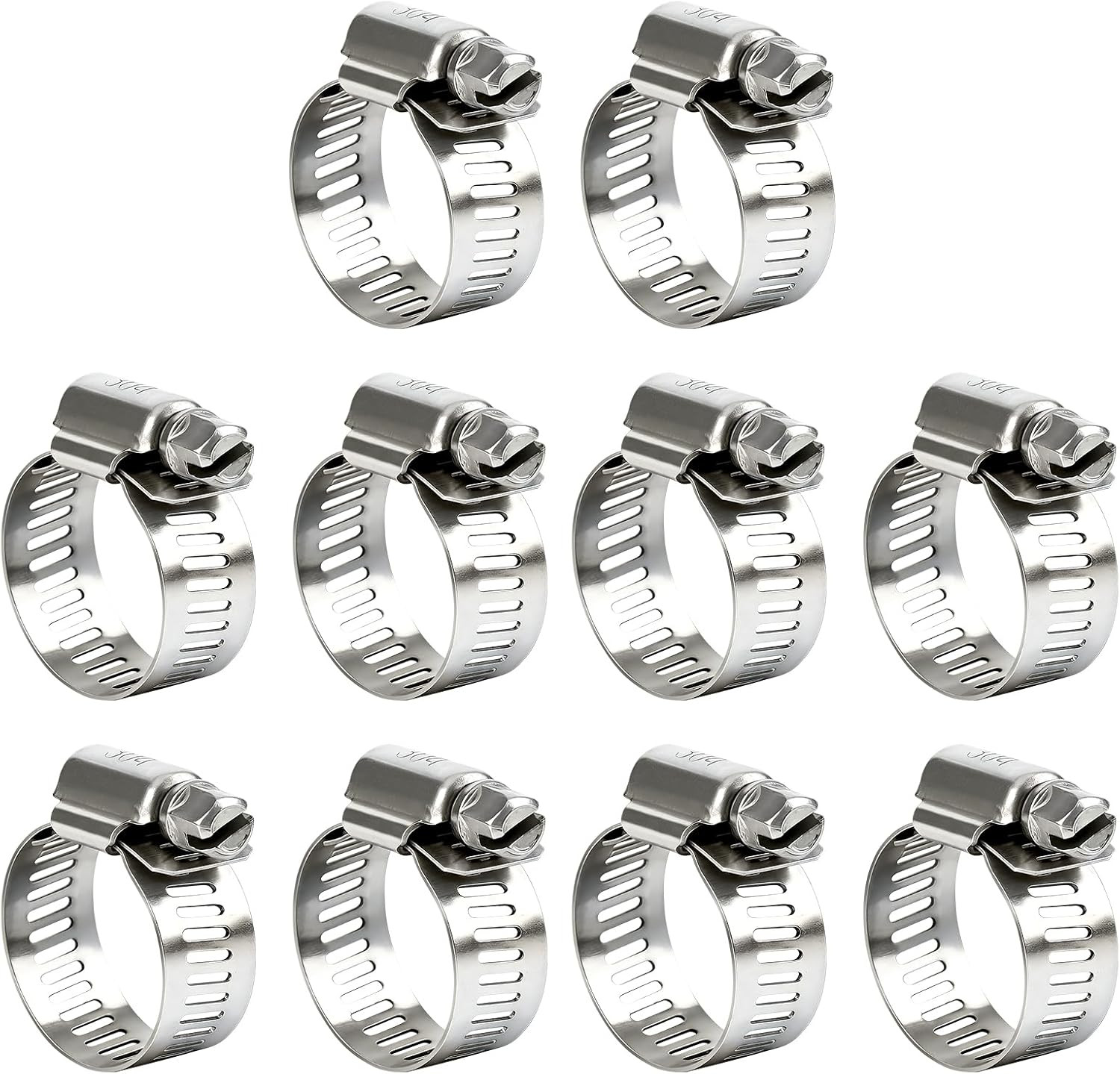 Hose Clamp 1 Inch, 10 Pack Stainless Steel Hose Clamps for 1/2 Inch to 1 Inch Ho
