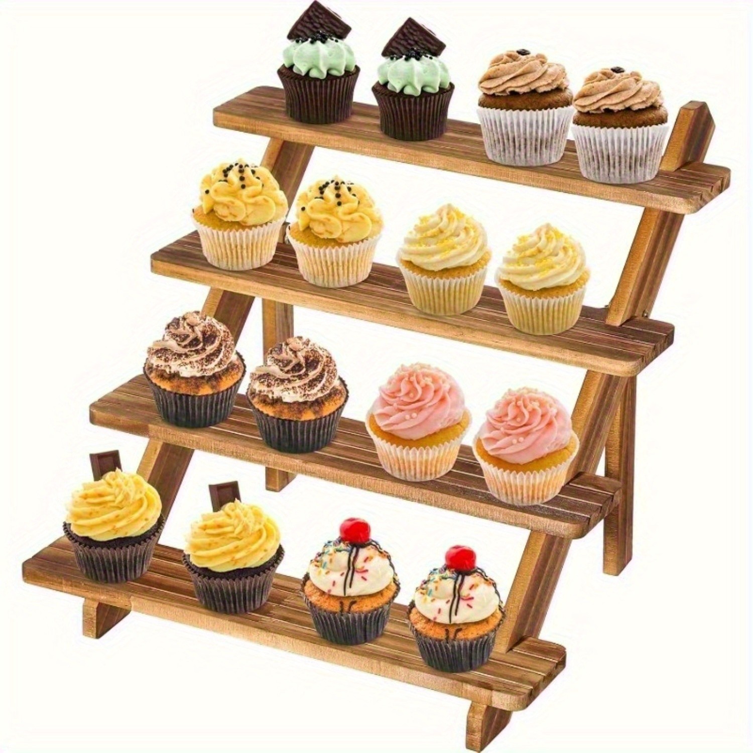 3/4/5-layer Wooden Display Stand, Multi-Purpose 4-Tier Sturdy Vertical Shelf