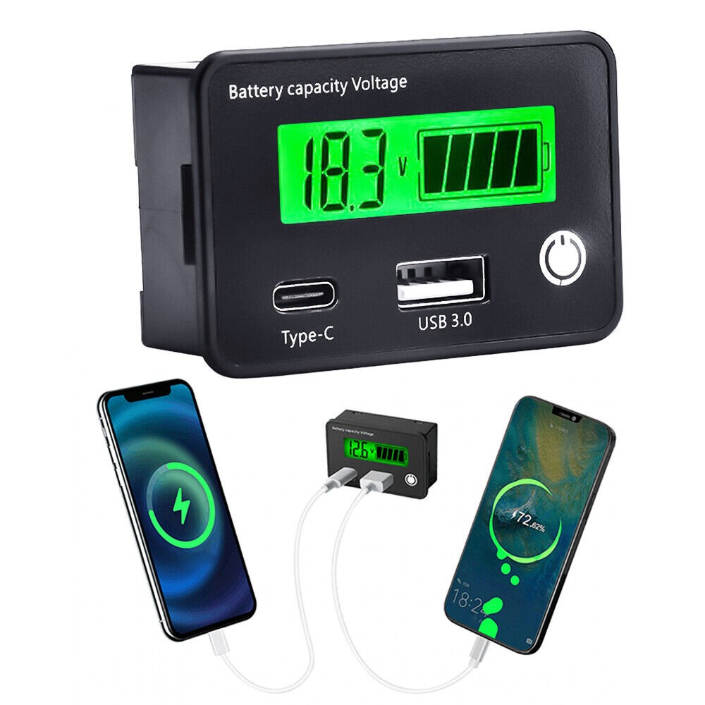 Battery Capacity Voltmeter Tester Lithium Voltage Meter Tester Gauge Monitor D