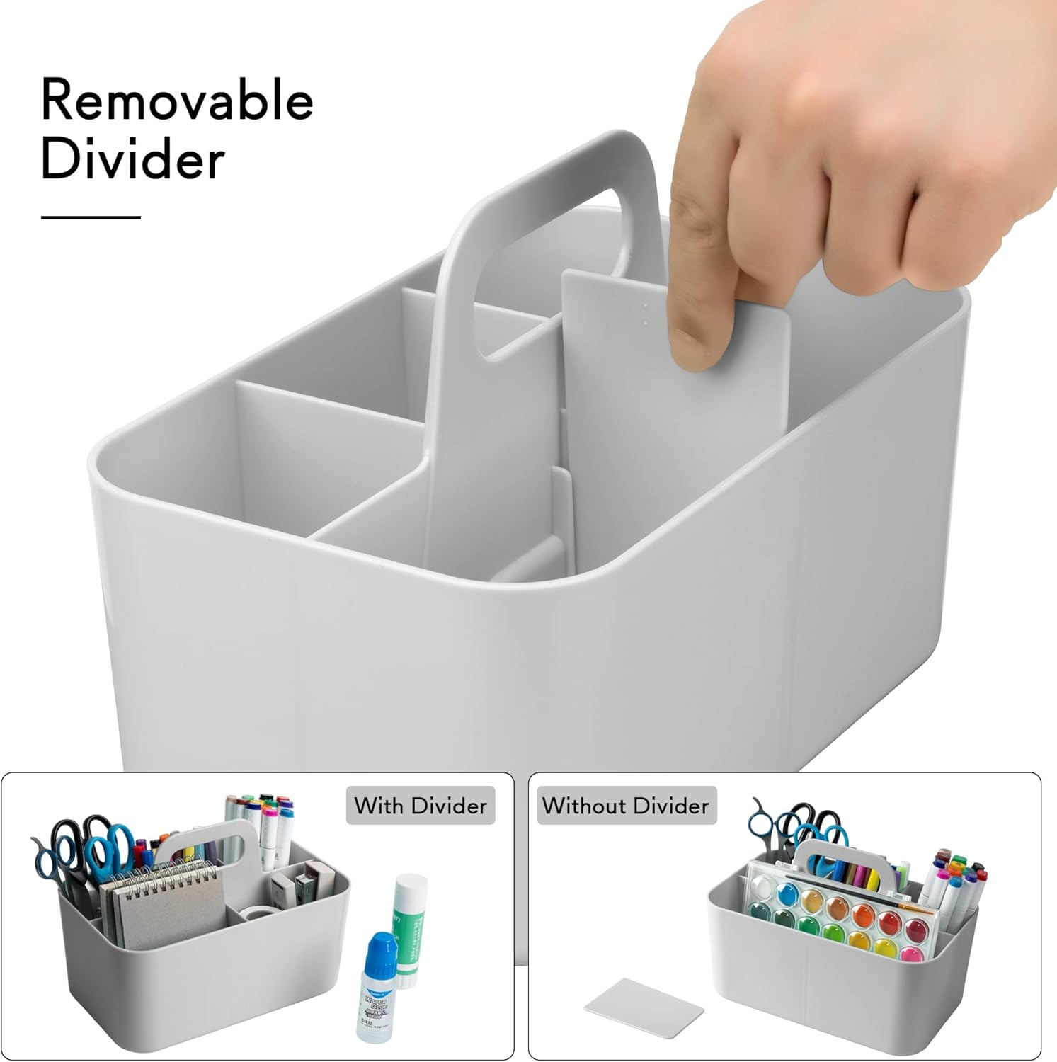 Multipurpose Caddy Organizer, Plastic Caddy with Handle, Stackable Desk Organize