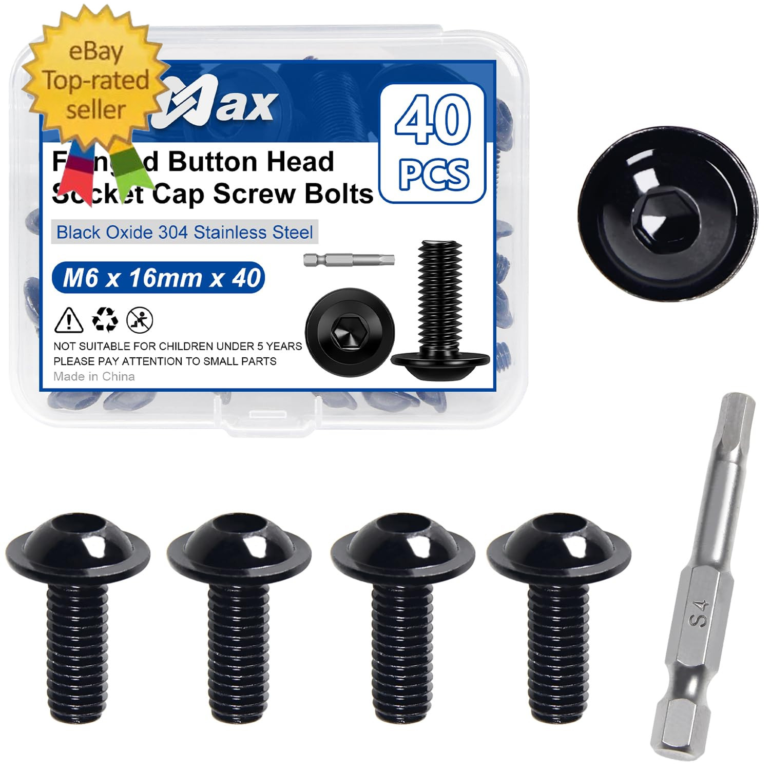 M6-1.0X 16Mm 40Pcs Flanged Button Head Socket Cap Screws Bolts, 304 Stainless St