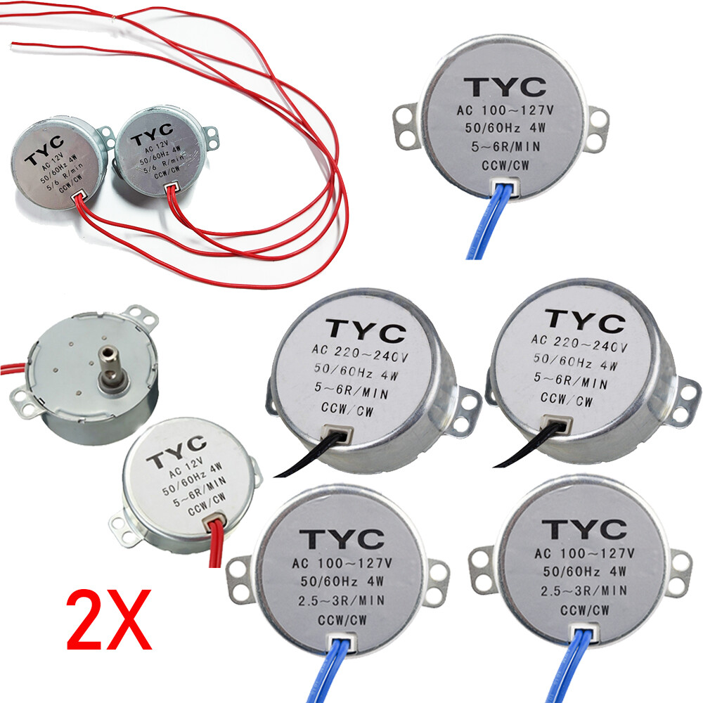 2x TYC-50 AC 12/110/220V 4W 50/60Hz Synchronous Motor 2.5/3/5/6RPM For Microwave