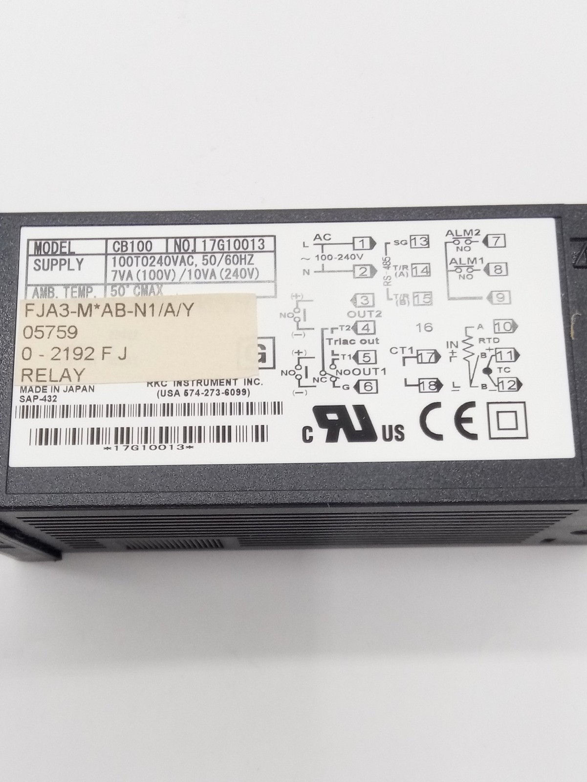 RKC Instrument CB100FJA3-M*AB-N1/A/Y Temperature Controller