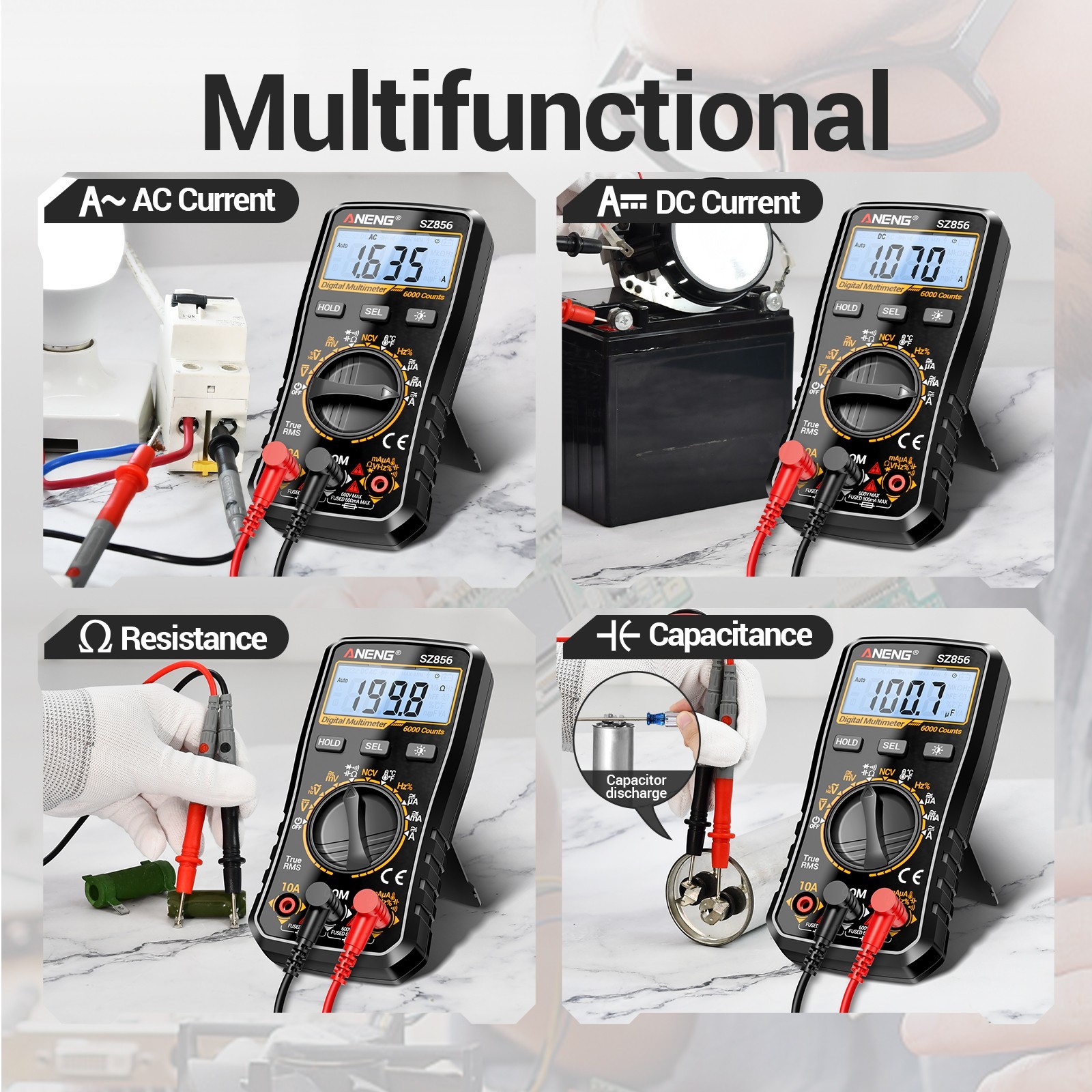 ANENG True RMS Digital Multimeter 6000 Counts Auto Range Kit with Voltage Tester
