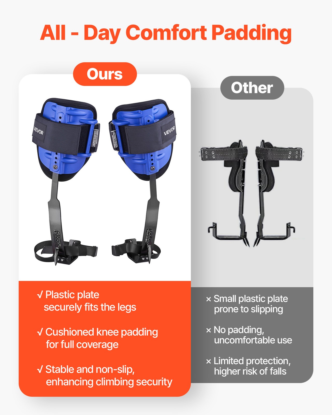 VEVOR Tree Climbing Spikes Set Adjustable Height Climbing Spurs Gear Rope Belt