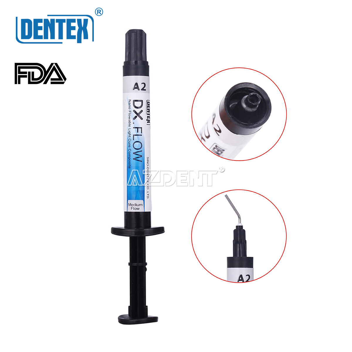 3 X Dentex Dental Flowable Light Cure Composite Resin Flowable Medium A2 DX.FLOW