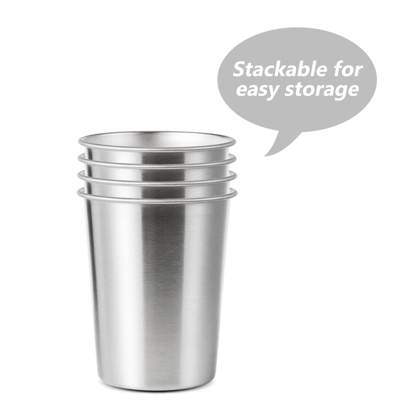 4Pack 6oz Small Stainless Steel Cups, BPA Free Healthy Pint Drinking Cups Met…