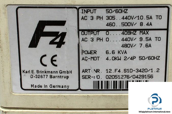 KEB 12.F4.S1D-3420/1.2 INVERTER DRIVE_KEB / F4 Karl 12.F4.S1D-3420/1.2