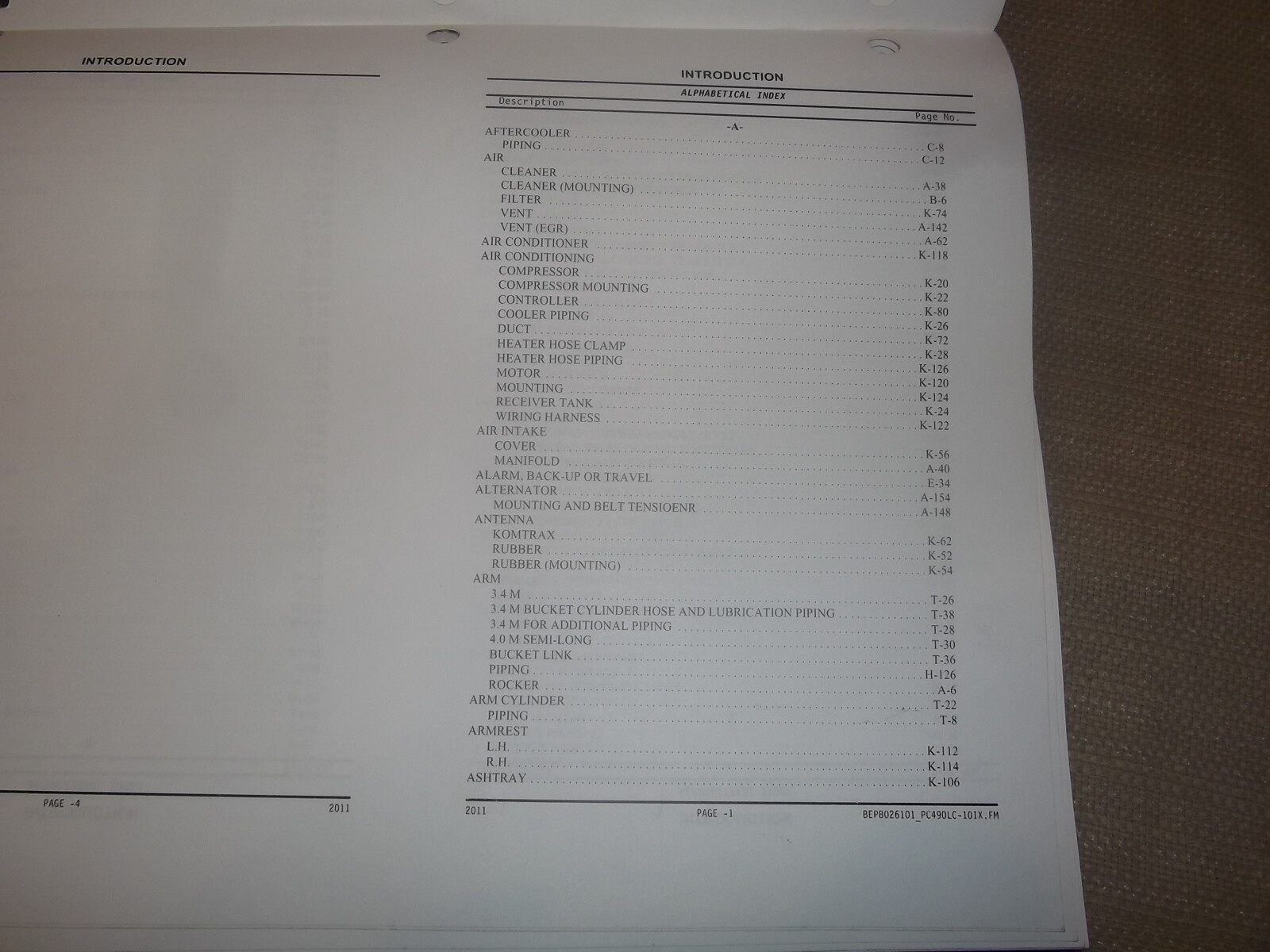 KOMATSU PC490LC-10 HYDRAULIC EXCAVATOR PARTS BOOK MANUAL S/N A40001-UP