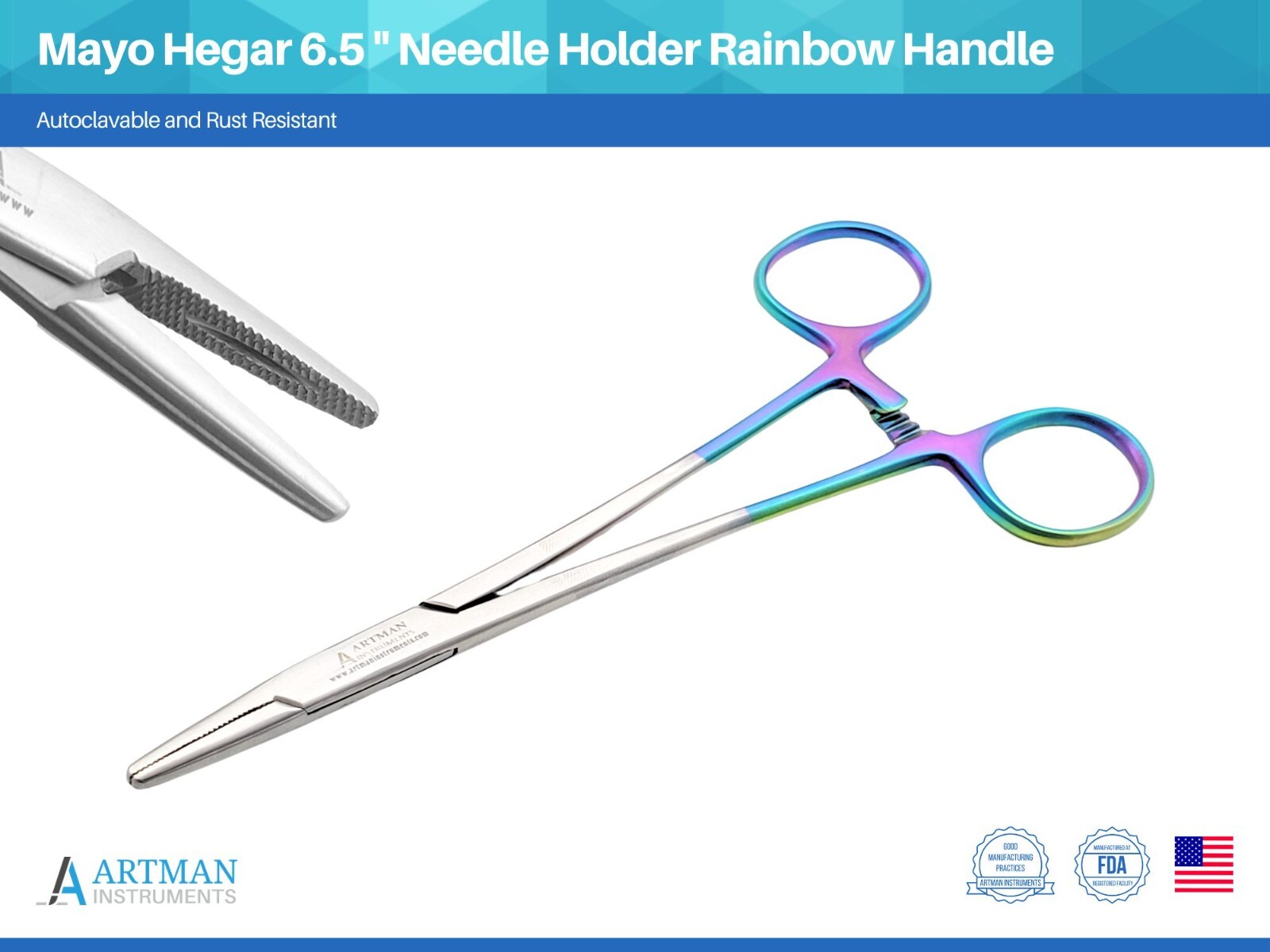 Mayo Hegar Needle Holder 6.5 Inch | Surgical Needle Driver by Artman Instruments
