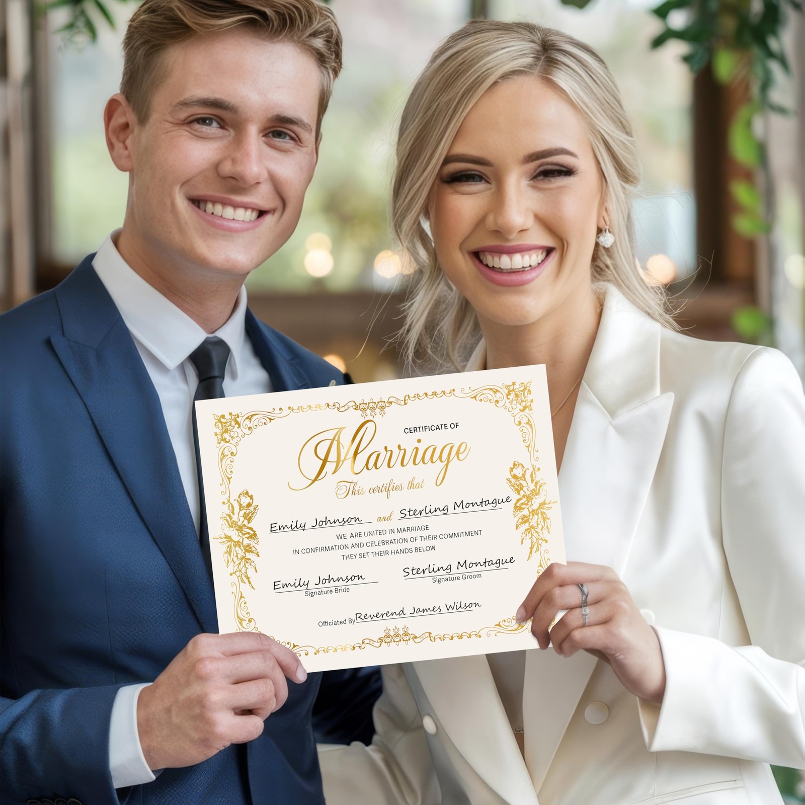 Marriage Certificates with Gold Foil Edges – 8 x 10 Inches Blank Certificate …