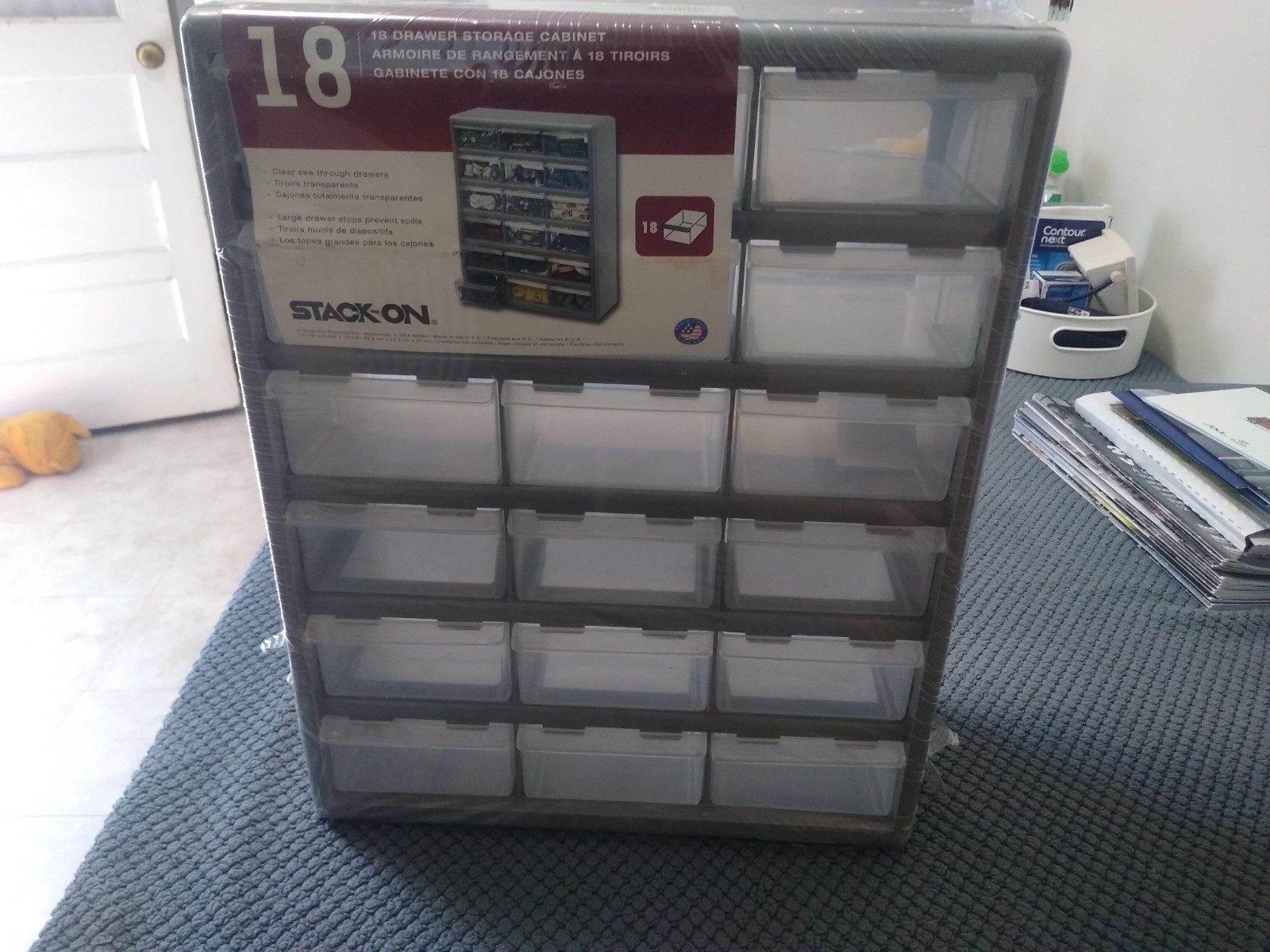 Stack-on 18 drawer plastic cabinet