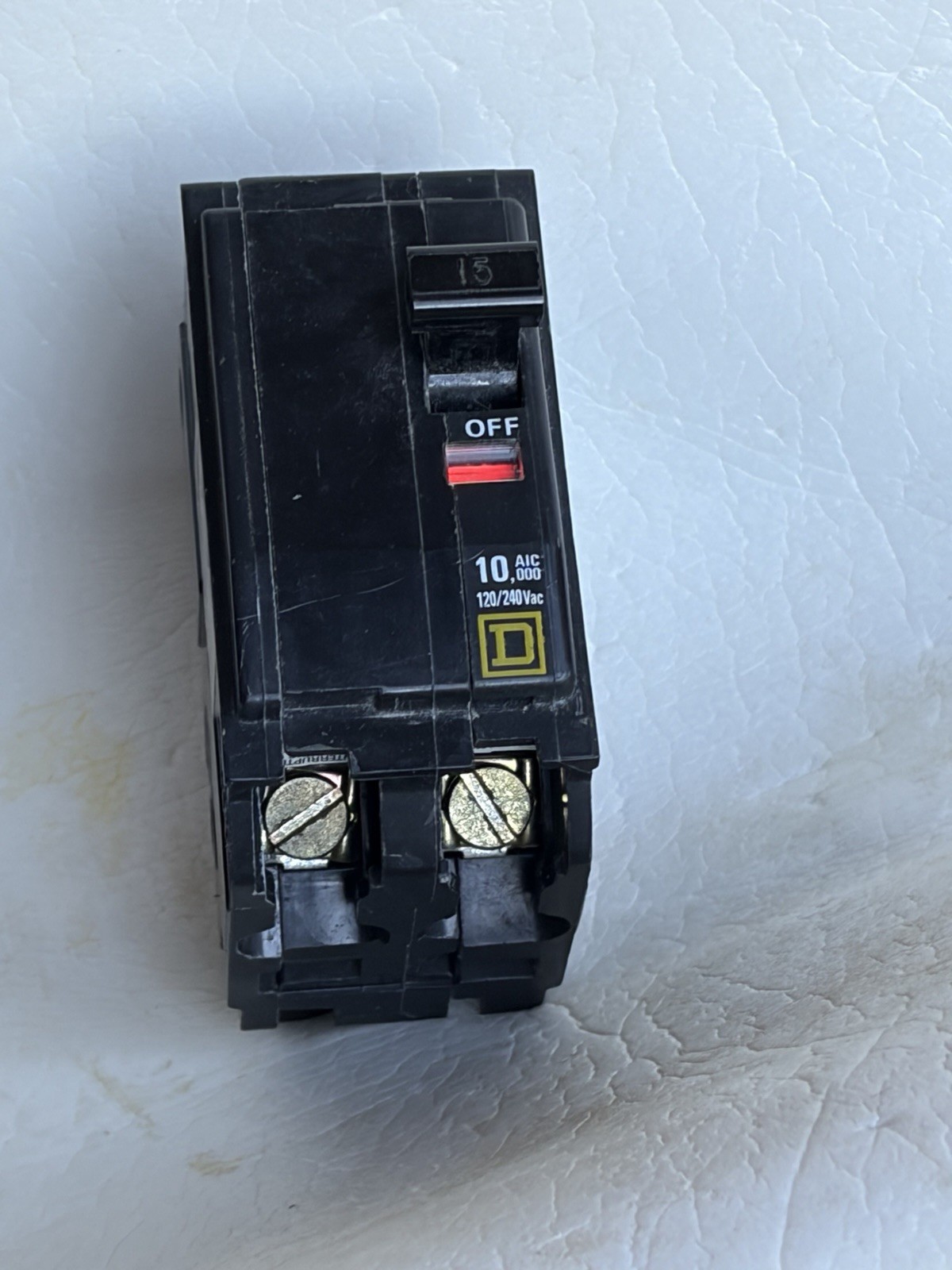 Square D QO215 15A Miniature Circuit Breaker 2-Pole QO 10kA Yellow D ~used
