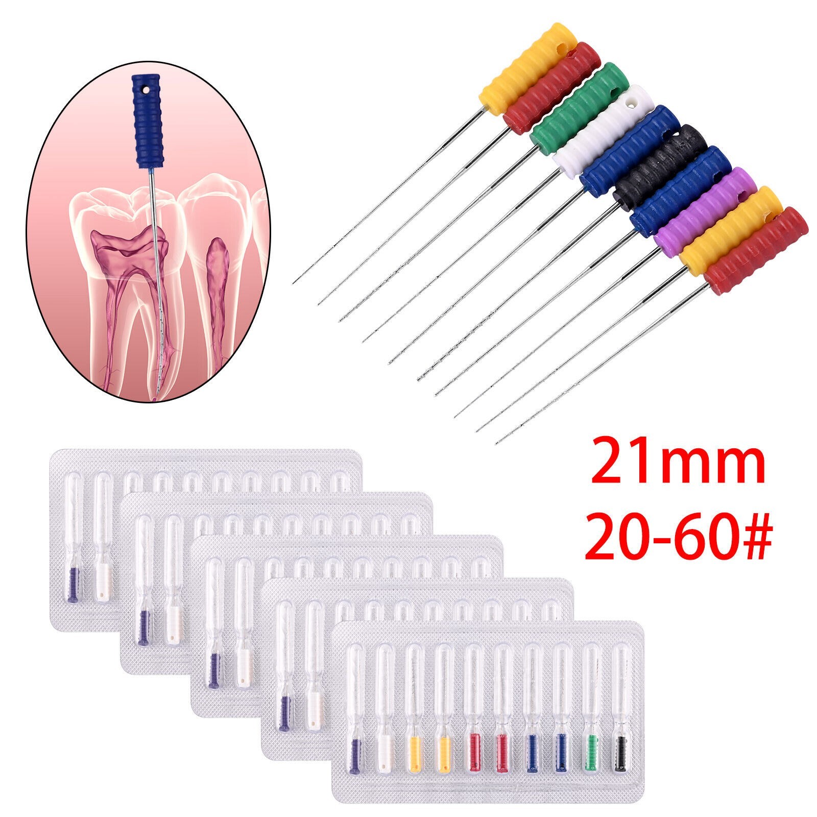 Dental Nerve Broach Barbed Broaches Endodontic Needles Root Canal Files 21/25mm