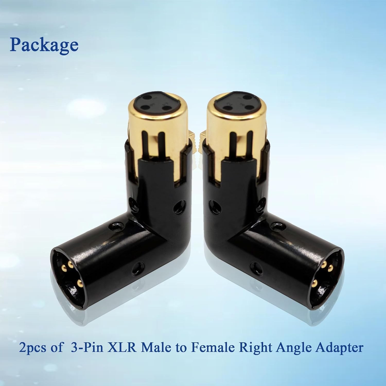 XLR Male to Female Right Angle Adapter Adjustable 3-PIN XLR 90 Degree Connector