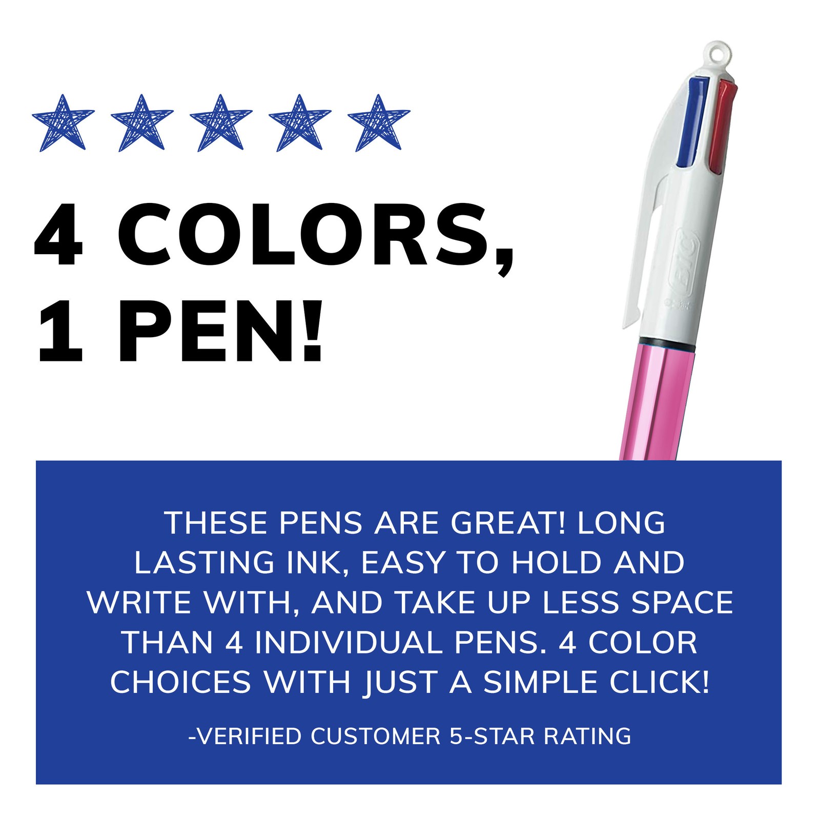 BIC 4 Color Shine Retractable Ballpoint Pen, 1.0 mm Point, 6-Count