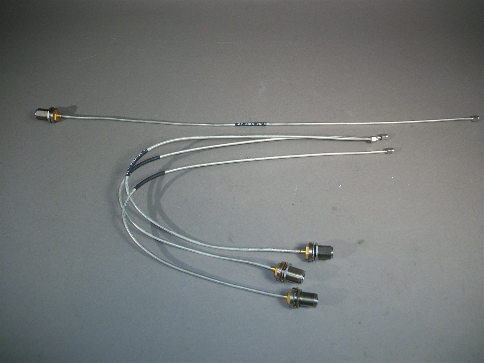 Lot of 4 Semi Rigid RF Coax .141″ Microwave 22″ SMA x N Type DC to 12.4GHz. 50Ω