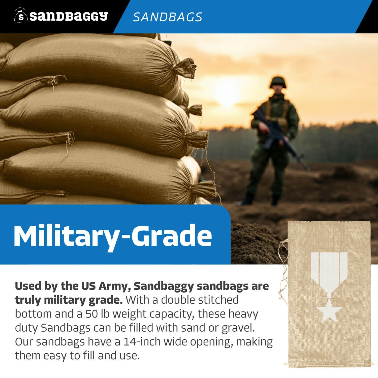 Sandbaggy (25) Beige Empty Sandbags For Sale 14×26 Sandbag Sand Bags Bag Poly